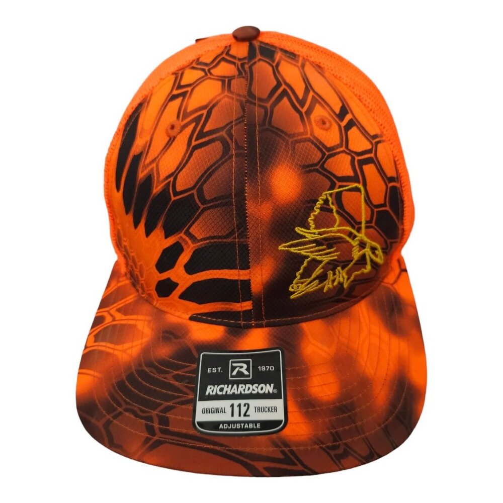 Kryptek Hunter Orange Black Mesh Snapback Cap Trucker Hat Duck Richardson NEW